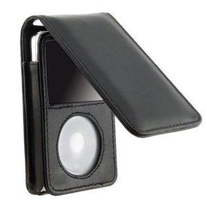 Leather Sleeve Pouch Case w/Belt Clip for iPod Classic 80GB/120GB/160GB (Black)